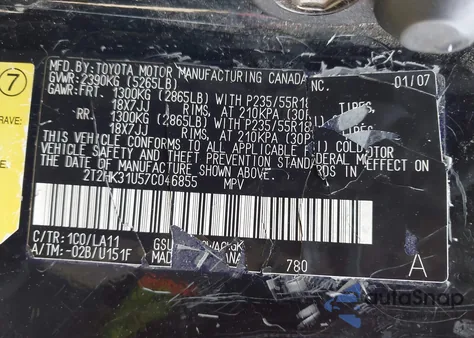 2007 Lexus Rx 350 from USA, damaged, VIN 2T2HK31U57C046855